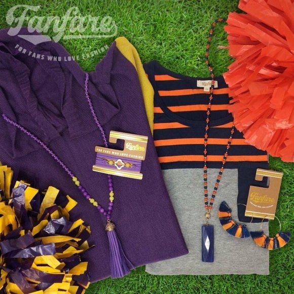 Blue and Orange Tassel Hoop Earrings - Picture 10 of 11